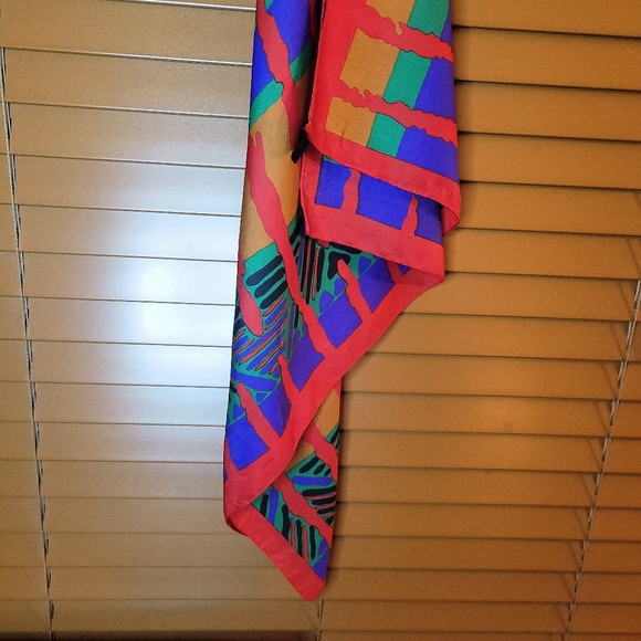 Retro Vibrant Multicolor Abstracts Square Scarf - Picture 5 of 7